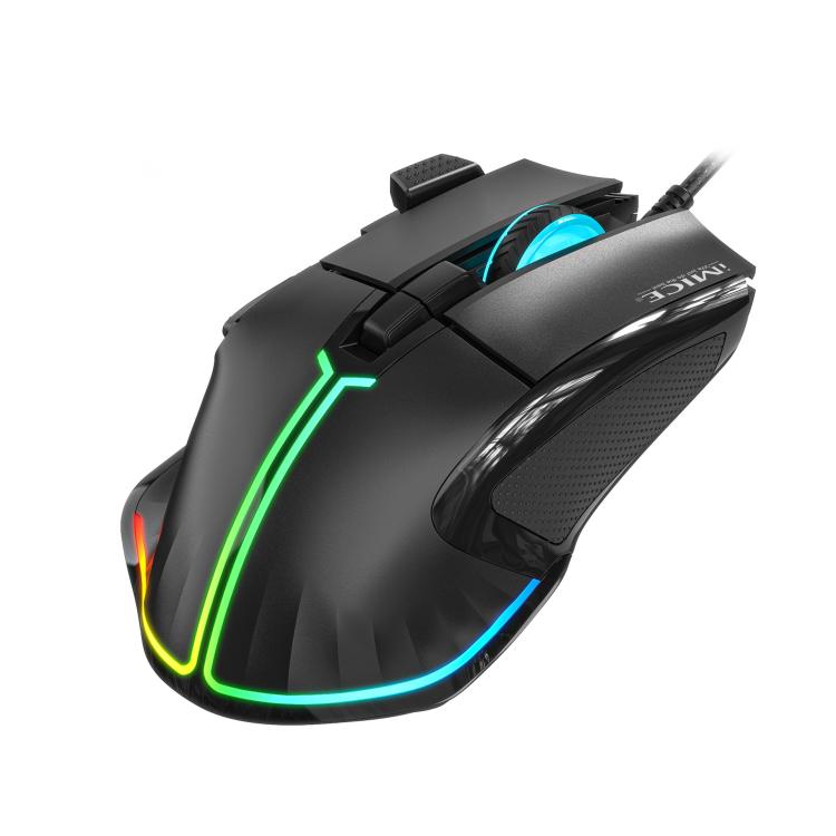Ratón gaming IMICE T50 cable 8 teclas 12800 DPI ajustable iluminación RGB (Negro)