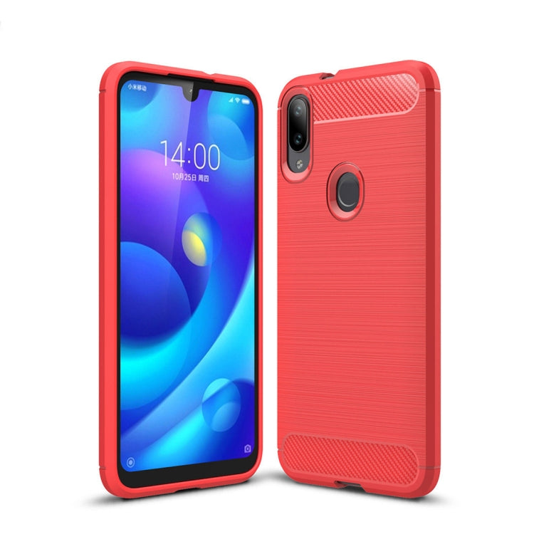Carcasa de TPU de Fibra de Carbono con Textura Cepillada para Xiaomi Mi Play (Rojo)