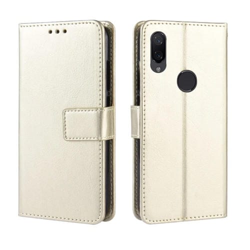 Funda de Cuero con Tapa Horizontal con Textura de Caballo Loco para Xiaomi Mi Play, con Soporte, Ranuras para Tarjetas, Billetera y Cordón (Dorado)