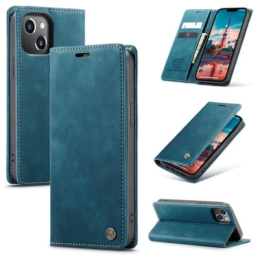 Para iPhone 15 Caseme 013 Funda para Teléfono de Cuero con Tapa Horizontal Multifuncional (Azul) - MOVILSTORE