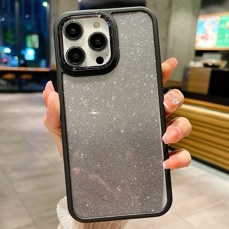 Para iPhone 15 Estuche de Acrílico para Teléfono con Galvanoplastia con Brillo Degradado (Negro) - MOVILSTORE
