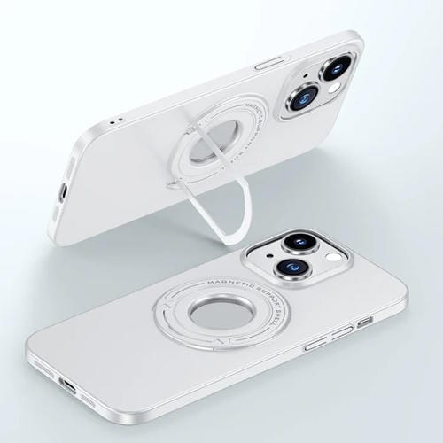 Para iPhone 15 Estuche Magnético para Teléfono Magsafe Mate con Soporte para Carrito (Blanco) - MOVILSTORE