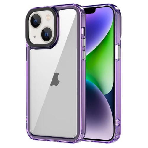Para iPhone 15 Estuche para Teléfono Acrílico Transparente + TPU a Prueba de Golpes (Púrpura Transparente) - MOVILSTORE