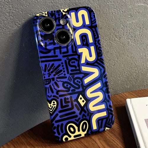 Para iPhone 15 Estuche para Teléfono con Orificio Preciso para PC con Patrón Pintado (Scr Azul) - MOVILSTORE