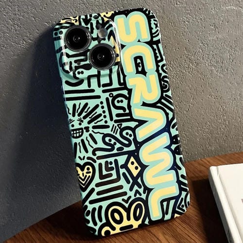 Para iPhone 15 Estuche para Teléfono con Orificio Preciso para PC con Patrón Pintado (Scr Verde) - MOVILSTORE