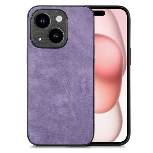 Para iPhone 15 Funda de TelĂ©fono con Contraportada de PC de Cuero Vintage (PĂșrpura) - MOVILSTORE