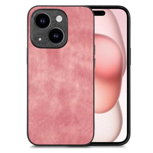 Para iPhone 15 Funda de Teléfono con Contraportada de PC de Cuero Vintage (Rosa) - MOVILSTORE