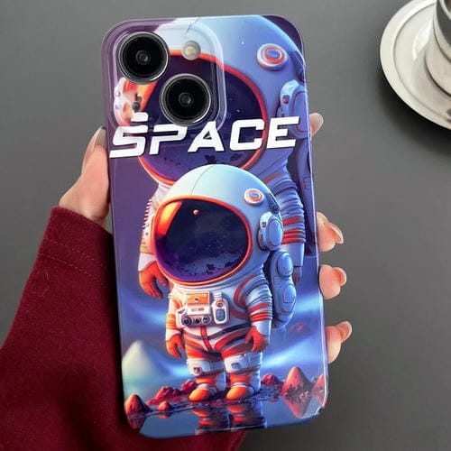 Para iPhone 15 Funda para Teléfono con Orificio Preciso para PC con Patrón Pintado (Astronauta Blanco Naranja) - MOVILSTORE