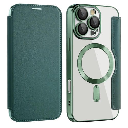 Para iPhone 15 Magsafe Magnetic Rfid Funda de Cuero Antirrobo para Teléfono (Verde) - MOVILSTORE