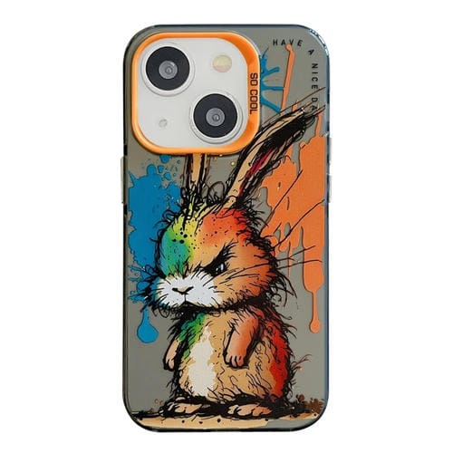Para iPhone 15 PatrĂłn de Animales Serie de Pintura al Ăleo PC + Funda para TelĂ©fono TPU (Conejo Gordo) - MOVILSTORE