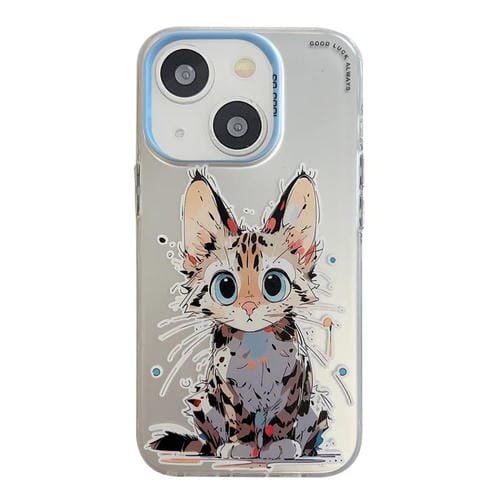 Para iPhone 15 PatrĂłn de Animales Serie de Pintura al Ăleo PC + Funda para TelĂ©fono TPU (Gato EstĂșpido) - MOVILSTORE