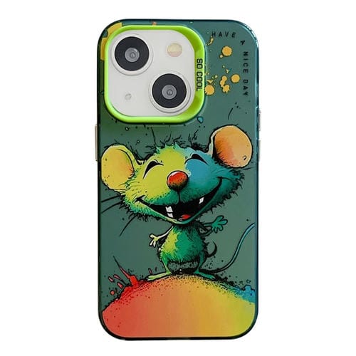 Para iPhone 15 PatrĂłn de Animales Serie de Pintura al Ăleo PC + Funda para TelĂ©fono TPU (Happy Mouse) - MOVILSTORE