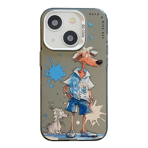 Para iPhone 15 PatrĂłn de Animales Serie de Pintura al Ăleo PC + Funda para TelĂ©fono TPU (Lobo) - MOVILSTORE