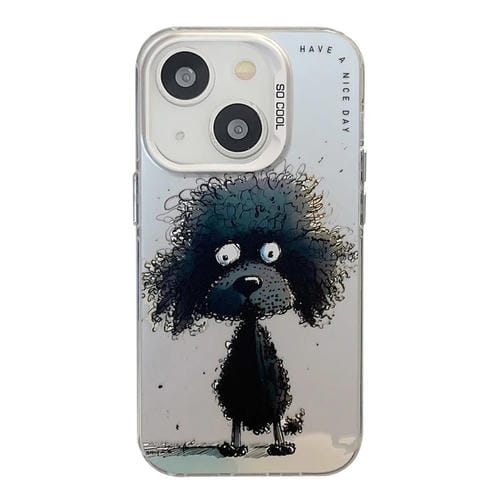 Para iPhone 15 PatrĂłn de Animales Serie de Pintura al Ăleo PC + Funda para TelĂ©fono TPU (Perro Negro) - MOVILSTORE