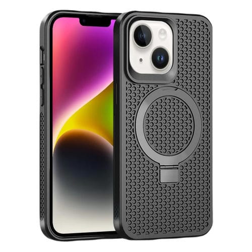 Para iPhone 15 Skin Feel PC + TPU Funda Magnética para Teléfono Magsafe con Enfriamiento y Soporte (Negro) - MOVILSTORE