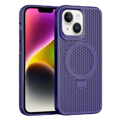 Para iPhone 15 Skin Feel PC + TPU Funda MagnĂ©tica para TelĂ©fono Magsafe con Enfriamiento y Soporte (PĂșrpura) - MOVILSTORE
