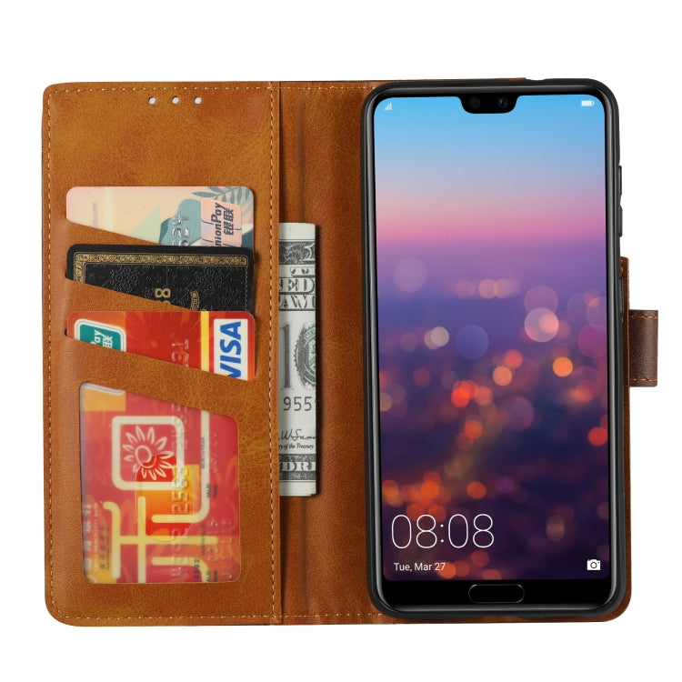 Funda de cuero con tapa horizontal con cierre de doblez y textura de becerro para Huawei P20