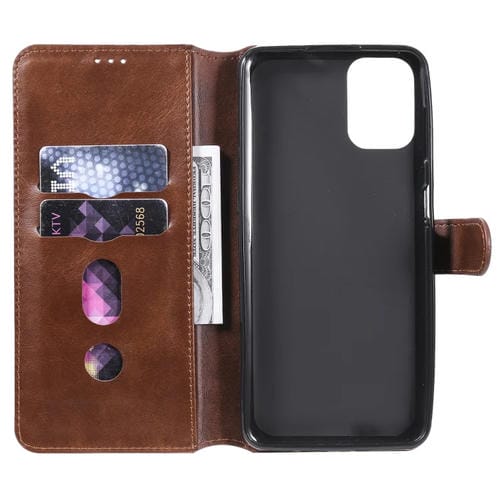 Para Motorola Moto G9 Plus Classic Calf Texture PU + TPU Funda de cuero con tapa horizontal, con soporte, ranuras para tarjetas y billetera (marrón)