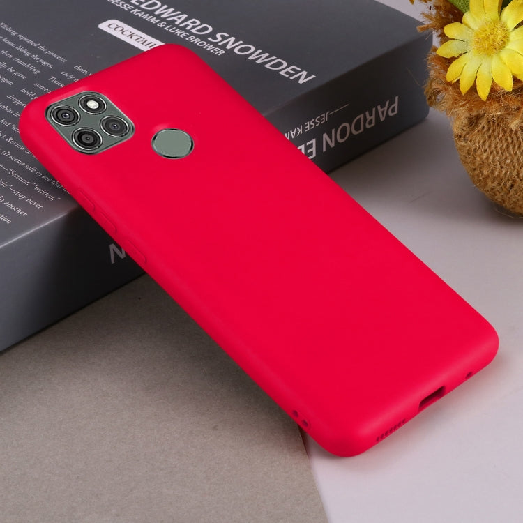 Para Motorola Moto G9 Power Pure Color Liquid Silicone Funda de cobertura total a prueba de golpes (rojo)