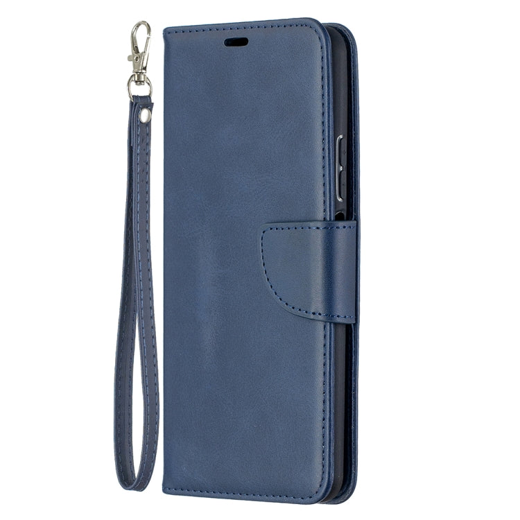 Para Huawei P Smart 2021 / Y7A Retro Cordero Textura Color Puro Flip Horizontal Funda de cuero PU con soporte y tragamonedas de tarjetas y billetera y cordón (azul)