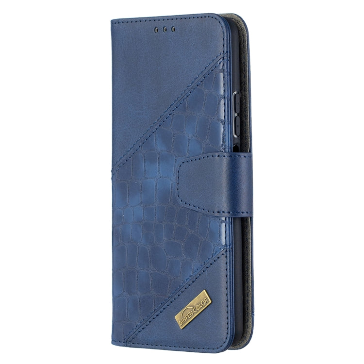 Para Huawei P Smart 2021 / Y7A Color coincidente Textura de cocodrilo Horizontal Flip PU Funda de cuero con billetera y soporte y ranuras para tarjetas (azul)