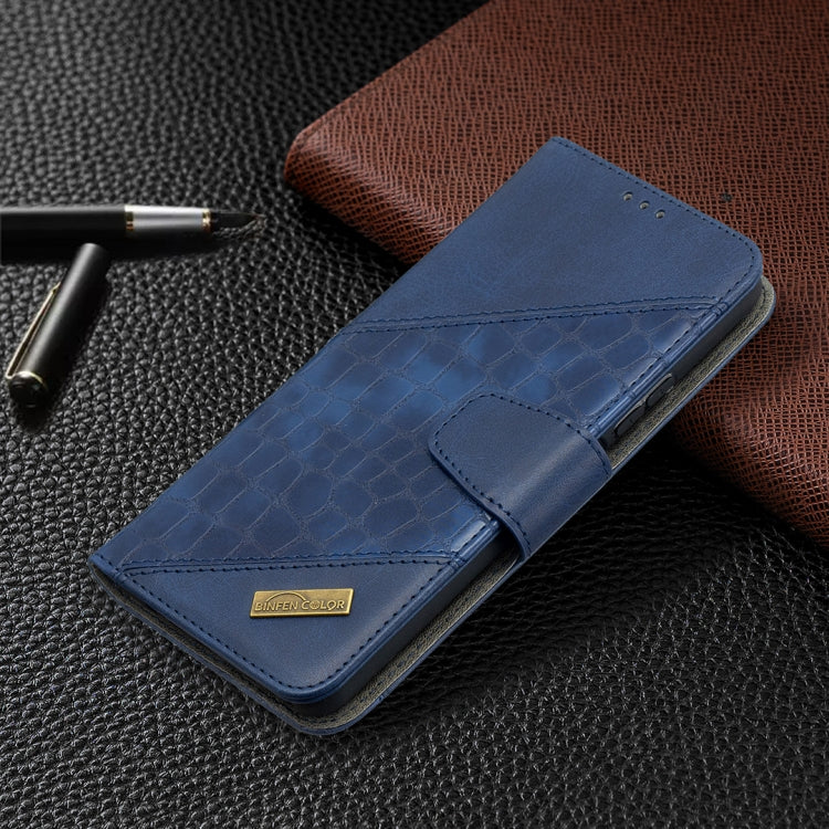 Para Huawei P Smart 2021 / Y7A Color coincidente Textura de cocodrilo Horizontal Flip PU Funda de cuero con billetera y soporte y ranuras para tarjetas (azul)