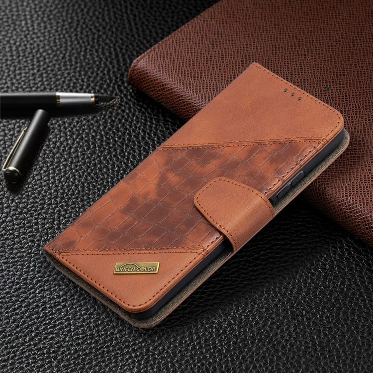 Para Huawei P Smart 2021 / Y7A Color coincidente Textura de cocodrilo Horizontal Flip PU Funda de cuero con billetera y soporte y ranuras para tarjetas (Marrón)
