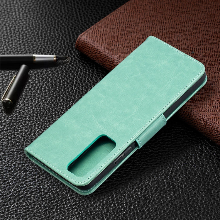Para Huawei P Smart 2021 / Y7A Dos mariposas Estuche de cuero Horizontal Flip Flip con titular y ranura para tarjeta y billetera y cordón (verde)