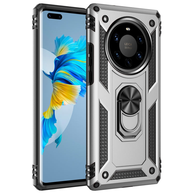 Para Huawei Mate 40 Pro + Funda protectora TPU + PC a prueba de golpes con soporte giratorio de 360 grados (plateado)