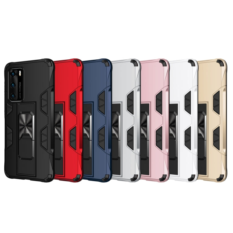 Para Huawei P40 Funda protectora magnética TPU + PC a prueba de golpes con soporte (Azul)