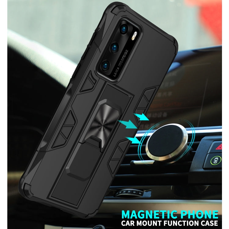 Para Huawei P40 Funda protectora magnética TPU + PC a prueba de golpes con soporte (blanco)