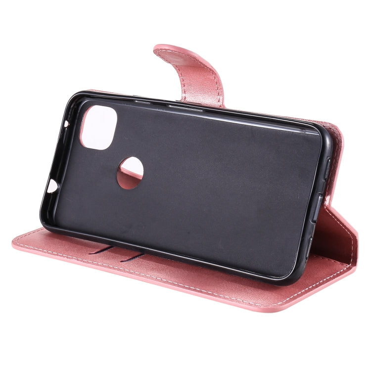 Para Google Pixel 4a Classic Calf Texture PU + TPU Funda de cuero con tapa horizontal, con soporte, ranuras para tarjetas y billetera (oro rosa)