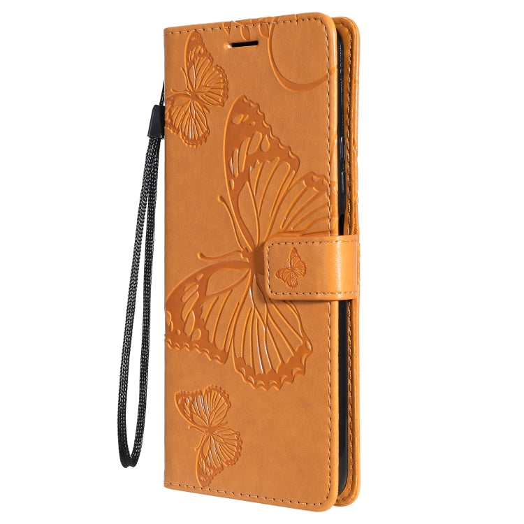 Para Huawei P Smart 2021 3D mariposas en relieve patrón de estuche horizontal Flip de cuero con soporte y ranura para tarjeta y billetera (amarillo)
