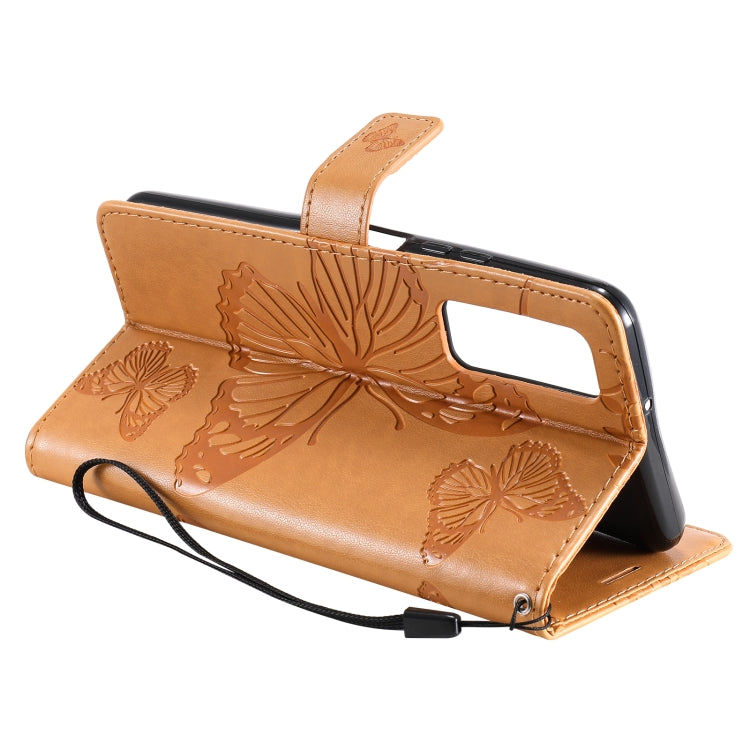 Para Huawei P Smart 2021 3D mariposas en relieve patrón de estuche horizontal Flip de cuero con soporte y ranura para tarjeta y billetera (amarillo)