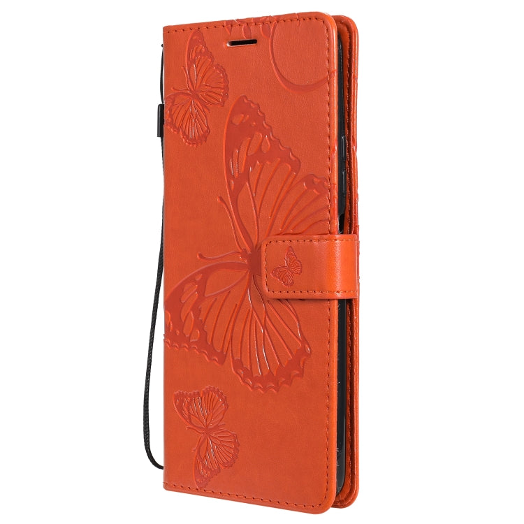 Para Huawei P Smart 2021 Butterflies 3D Patrón de estampado de estampado horizontal Flip Funda con soporte y ranura para tarjeta y billetera (naranja)
