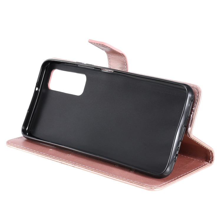 Para Huawei P Smart 2021 3D mariposas patrón de estampado de estampado horizontal Flip de cuero con soporte y ranura para tarjeta y billetera (oro rosa)