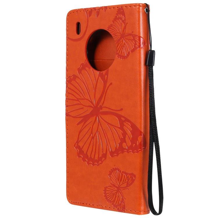 For Huawei Y9a 3D Butterflies Embossing Pattern Horizontal Flip Leather Case with Holder & Card Slot & Wallet(Orange)