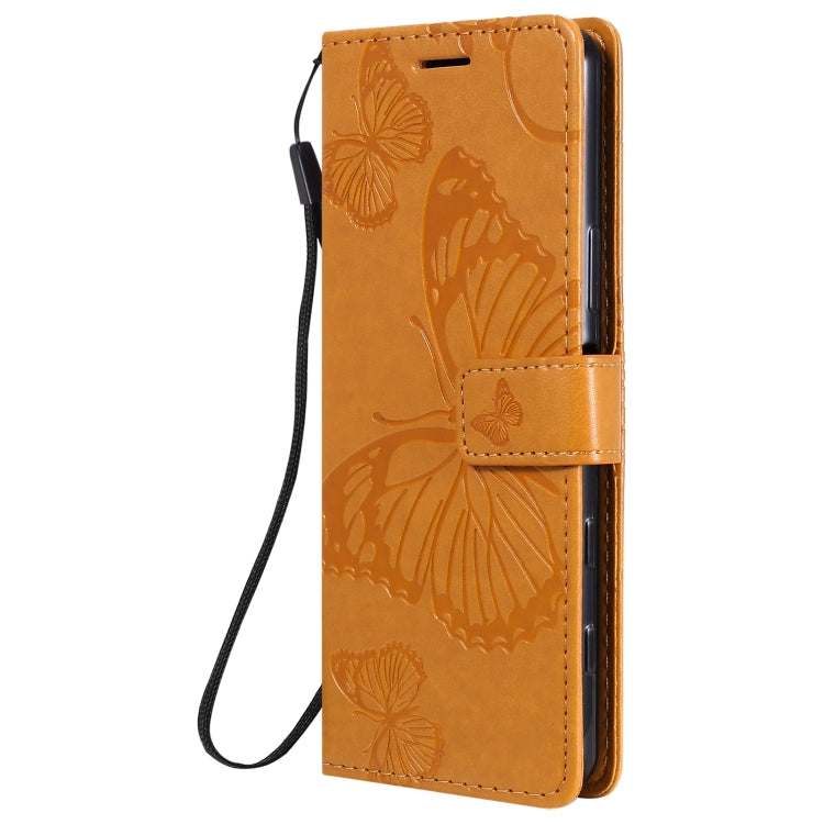 For Sony Xperia5 II 3D Butterflies Embossing Pattern Horizontal Flip Leather Case with Holder & Card Slot & Wallet(Yellow)