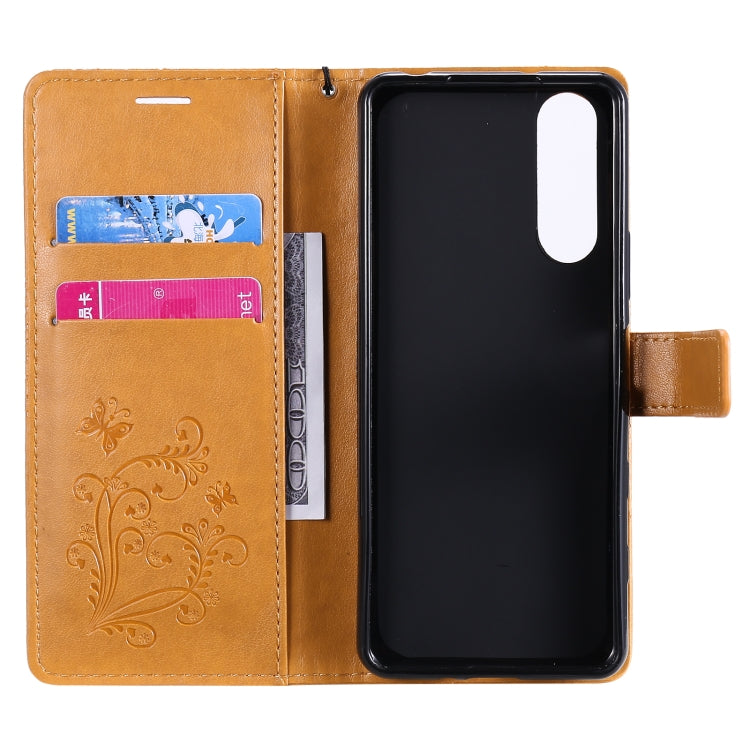 For Sony Xperia5 II 3D Butterflies Embossing Pattern Horizontal Flip Leather Case with Holder & Card Slot & Wallet(Yellow)