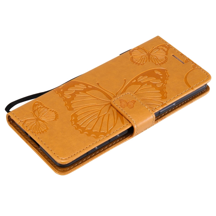 For Sony Xperia5 II 3D Butterflies Embossing Pattern Horizontal Flip Leather Case with Holder & Card Slot & Wallet(Yellow)