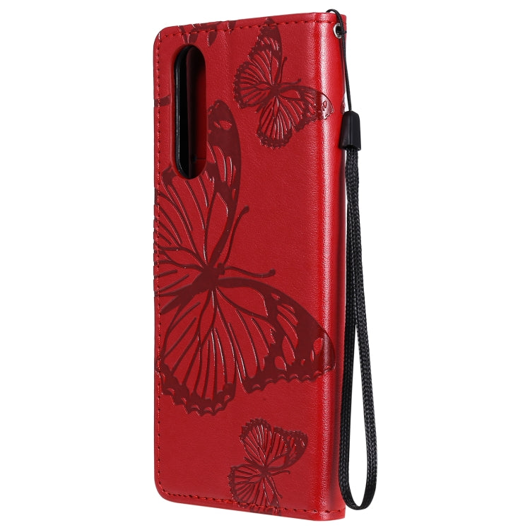 For Sony Xperia5 II 3D Butterflies Embossing Pattern Horizontal Flip Leather Case with Holder & Card Slot & Wallet(Red)