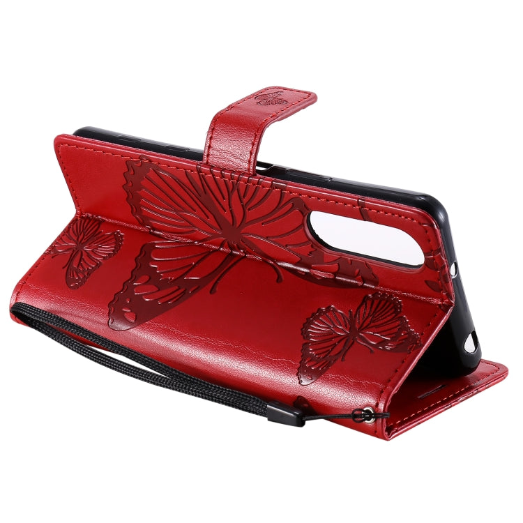 For Sony Xperia5 II 3D Butterflies Embossing Pattern Horizontal Flip Leather Case with Holder & Card Slot & Wallet(Red)