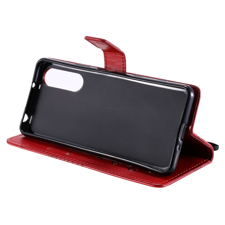 For Sony Xperia5 II 3D Butterflies Embossing Pattern Horizontal Flip Leather Case with Holder & Card Slot & Wallet(Red)