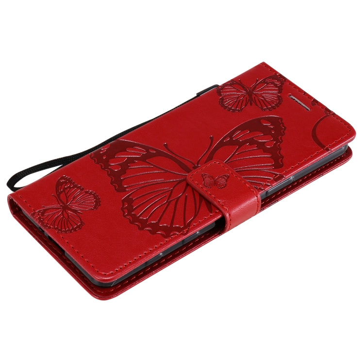 For Sony Xperia5 II 3D Butterflies Embossing Pattern Horizontal Flip Leather Case with Holder & Card Slot & Wallet(Red)