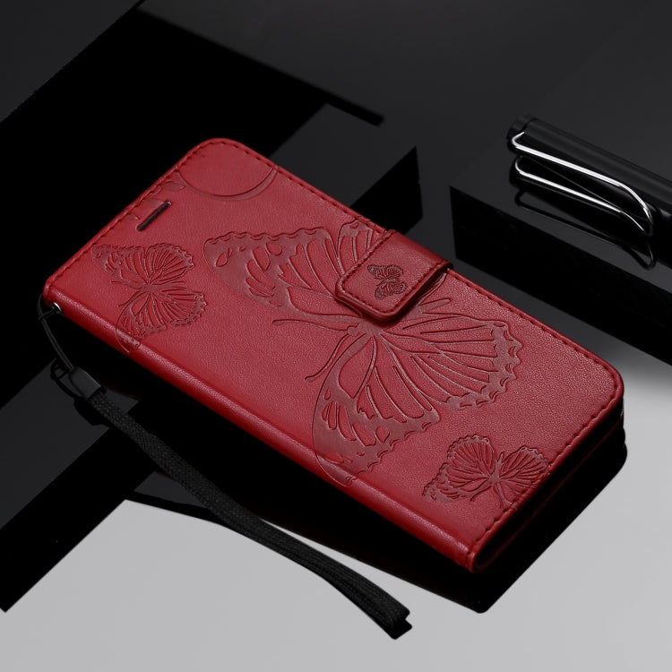 For Sony Xperia5 II 3D Butterflies Embossing Pattern Horizontal Flip Leather Case with Holder & Card Slot & Wallet(Red)