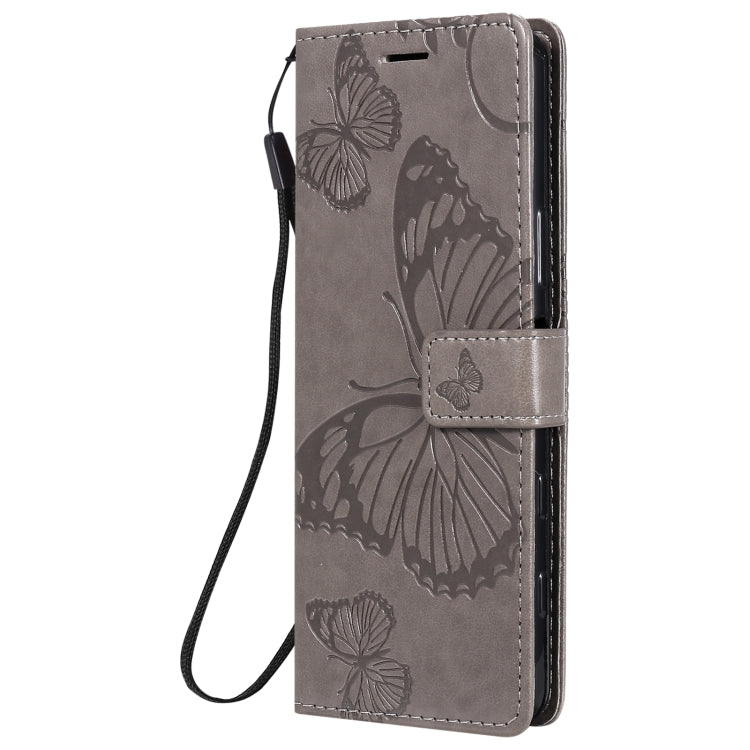 For Sony Xperia5 II 3D Butterflies Embossing Pattern Horizontal Flip Leather Case with Holder & Card Slot & Wallet(Grey)