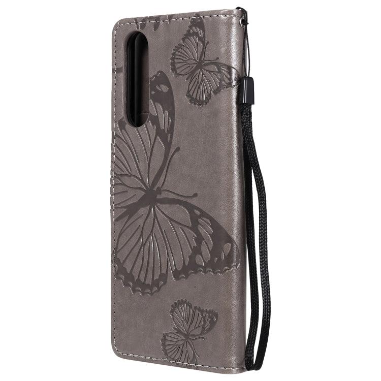 For Sony Xperia5 II 3D Butterflies Embossing Pattern Horizontal Flip Leather Case with Holder & Card Slot & Wallet(Grey)