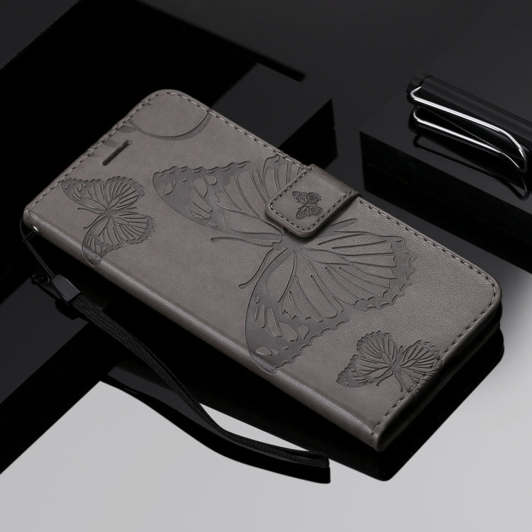 For Sony Xperia5 II 3D Butterflies Embossing Pattern Horizontal Flip Leather Case with Holder & Card Slot & Wallet(Grey)