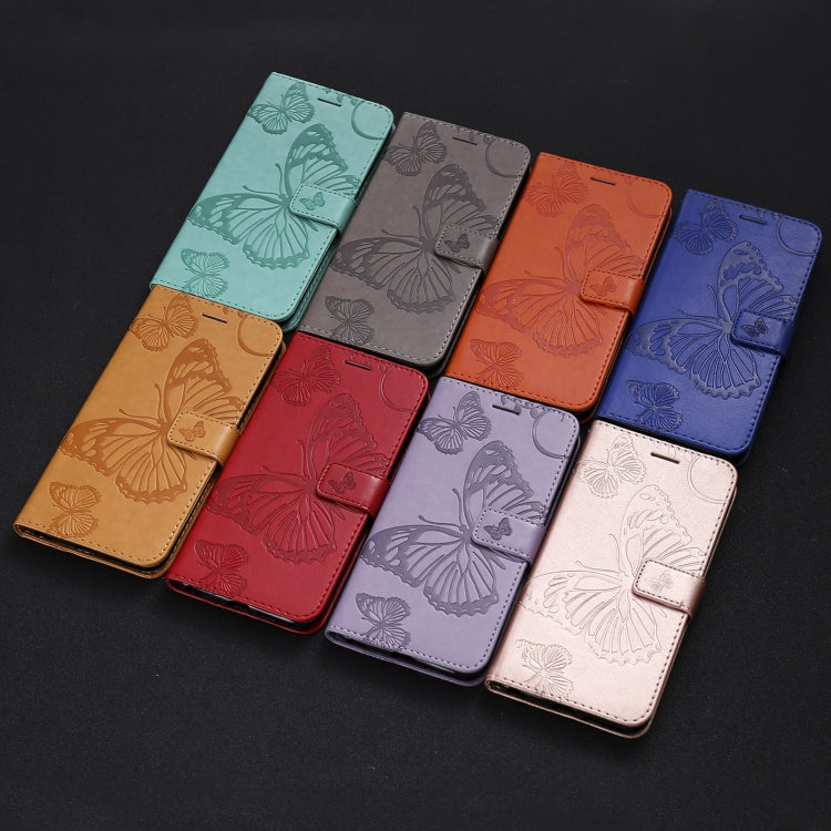 Para Sony Xperia5 II 3D Mariposas en relieve Patrón Horizontal Flip Funda de cuero con soporte y ranura para tarjeta y billetera (Verde)