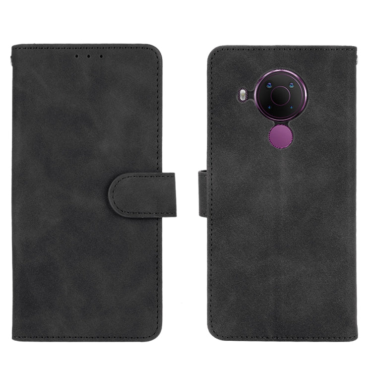Para Nokia 5.4 Estuche de cuero PU con textura de piel de becerro abatible horizontal con hebilla magnética de color sólido con ranura para tarjetas y billetera